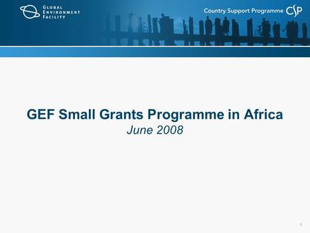 1 GEF Small Grants Programme in Africa June 2008.