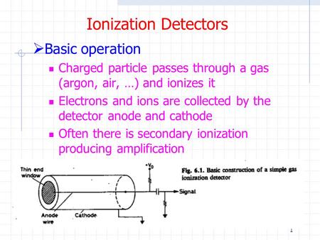Ionization Detectors Basic operation