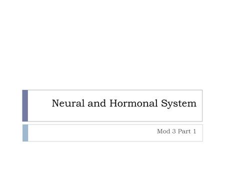 Neural and Hormonal System Mod 3 Part 1. Stinger  1.) What do you know about how messages travel from the brain to the rest of the body?  2.) Do you.