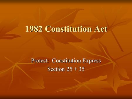 1982 Constitution Act Protest: Constitution Express Section 25 + 35.
