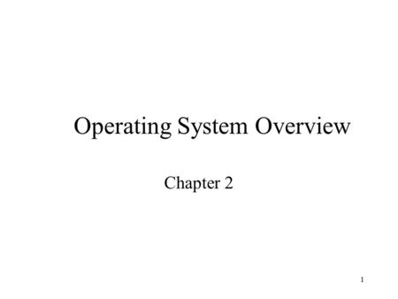 1 Operating System Overview Chapter 2. 2 Operating System A program that controls the execution of application programs An interface between applications.