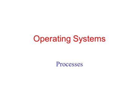Operating Systems Processes 1.