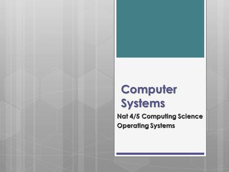 Computer Systems Nat 4/5 Computing Science Operating Systems.