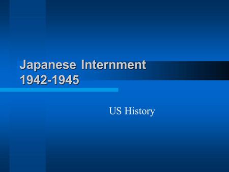 Japanese Internment 1942-1945 US History. Standard 11.7 Created by L. Carreon Standard 11.7 Students analyze America’s participation in World War II.