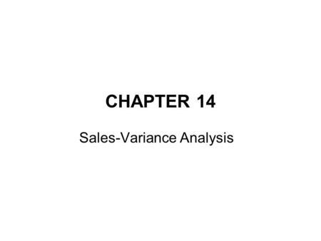 Sales-Variance Analysis
