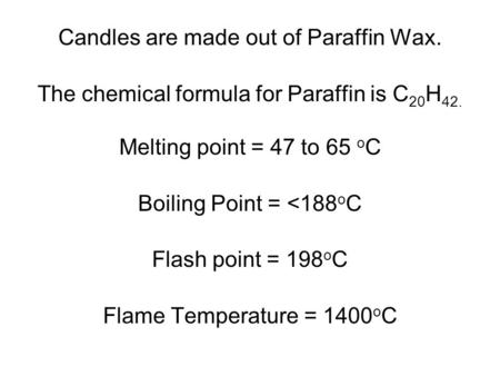 Candles are made out of Paraffin Wax.