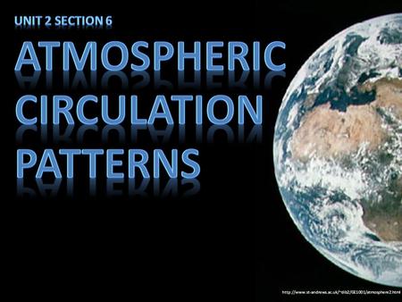 Atmospheric Circulation Patterns Unit 2 Section 6