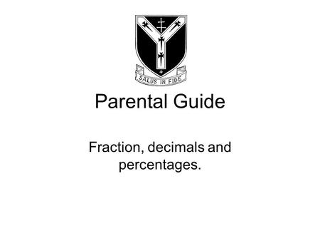 Fraction, decimals and percentages. Parental Guide.