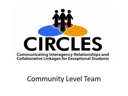 Community Level Team Community Level Teams. “No one can do it alone. Improving the quality of life and the education of children with disabilities and.