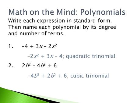Math on the Mind: Polynomials
