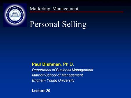 Marketing Management Personal Selling