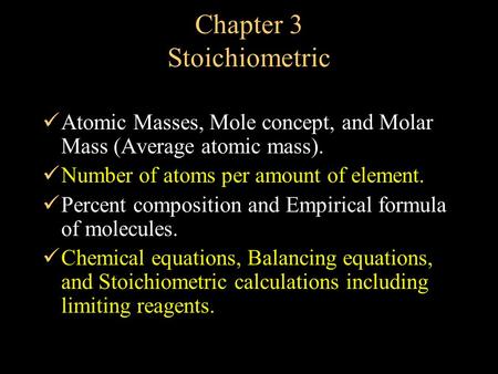 assignment #3 basic stoichiometry