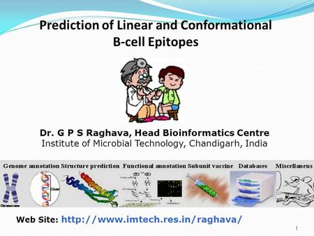 1 Web Site:  Dr. G P S Raghava, Head Bioinformatics Centre Institute of Microbial Technology, Chandigarh, India Prediction.