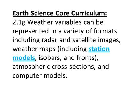 Earth Science Core Curriculum: 2
