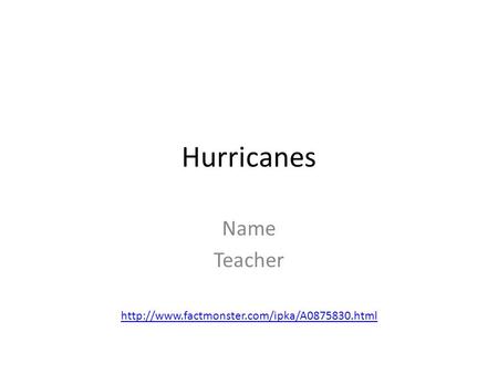 Hurricanes Name Teacher
