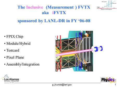 The Inclusive (Measurement ) FVTX aka iFVTX sponsored by LANL-DR in FY ‘06-08 FPIX Chip Module/Hybrid Testcard Pixel Plane Assembly/Integration.