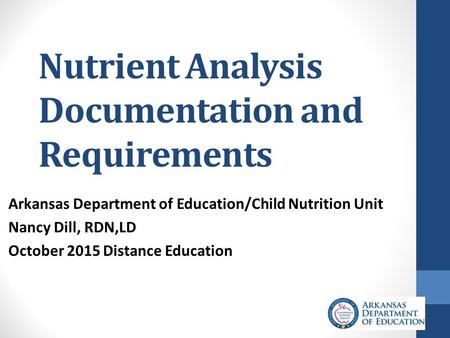 Nutrient Analysis Documentation and Requirements