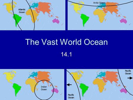 The Vast World Ocean 14.1. Origin of the Oceans The earth is 4.6 billion years old The water that created the oceans came from: –Comets and meteorites: