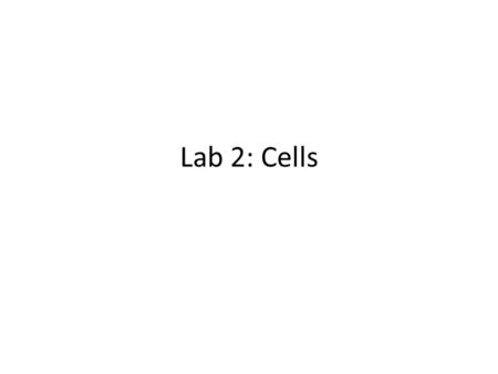 Lab 2: Cells.