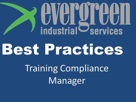 Best Practices Training Compliance Manager.