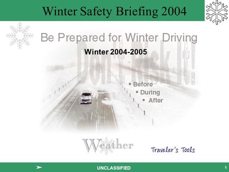 Winter Safety Briefing 2004 1 UNCLASSIFIED Winter 2004-2005.