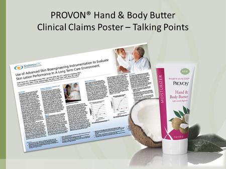 PROVON® Hand & Body Butter Clinical Claims Poster – Talking Points.