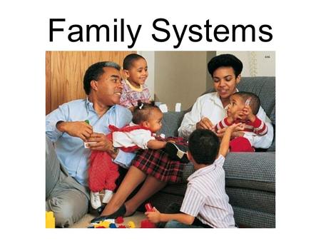 Family Systems. Family A group of people who are related by marriage, blood, or adoption, and who often live together and share economic resources.