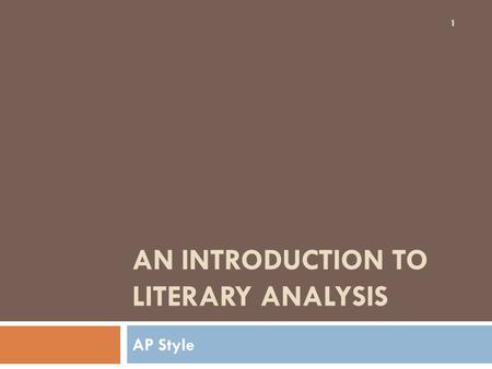 An introduction to literary analysis