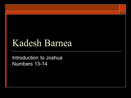 Kadesh Barnea Introduction to Joshua Numbers 13-14.