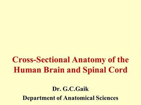Cross-Sectional Anatomy of the Human Brain and Spinal Cord