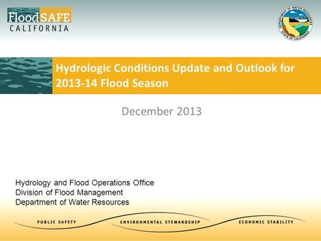 Hydrologic Conditions Update and Outlook for 2013-14 Flood Season December 2013 Hydrology and Flood Operations Office Division of Flood Management Department.