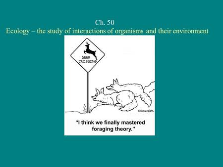 Ch. 50 Ecology – the study of interactions of organisms and their environment.