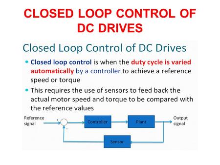 CLOSED LOOP CONTROL OF DC DRIVES. Controller Requirements  Fast tracking capability  Less steady state error  Robust to load disturbance during steady.