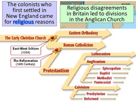 Religious disagreements in Britain led to divisions in the Anglican Church.