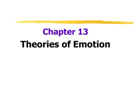Chapter 13 Theories of Emotion.