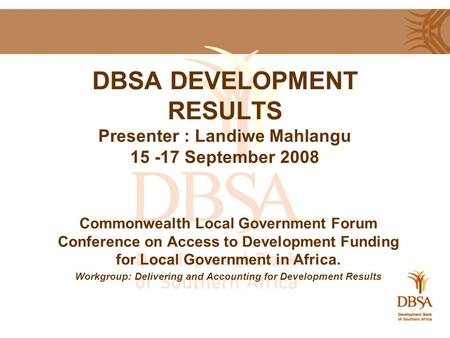 Workgroup: Delivering and Accounting for Development Results