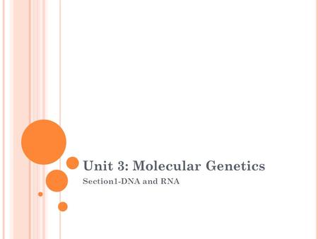 Unit 3: Molecular Genetics Section1-DNA and RNA. I. Ancient Ideas a. Hippocrates suggested traits passed through pangenes- any alterations made to self.