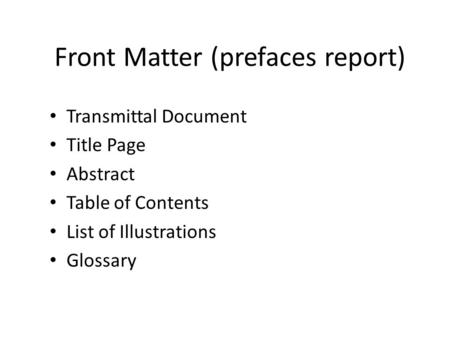 Front Matter (prefaces report)