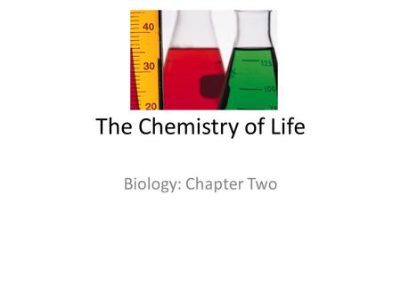 The Chemistry of Life Biology: Chapter Two. Atoms An atom is the smallest unit of matter that cannot be broken down by chemical means Consists of 3 particles.