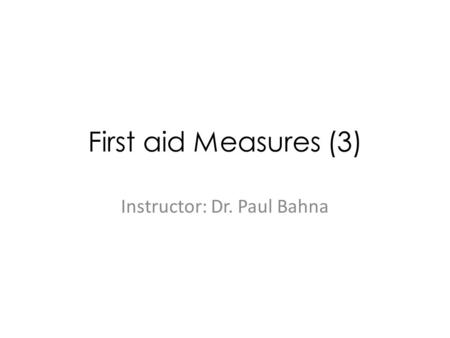 Instructor: Dr. Paul Bahna