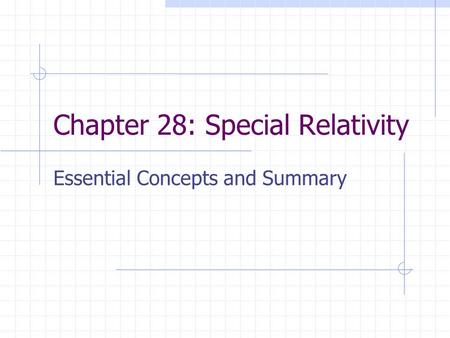 Chapter 28: Special Relativity