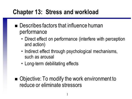 Chapter 13: Stress and workload