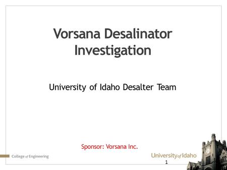 Vorsana Desalinator Investigation