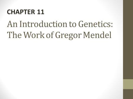 An Introduction to Genetics: The Work of Gregor Mendel CHAPTER 11.
