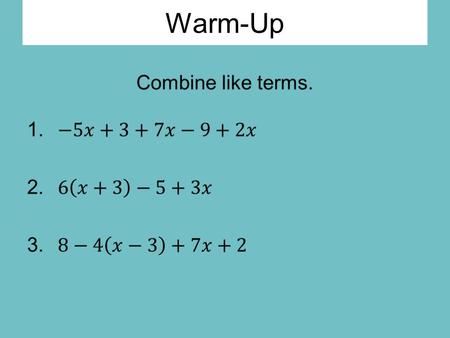 Warm-Up. Key Terms Relation – any set in which an input has an output Function – a relation such that every single input has exactly one output Input.