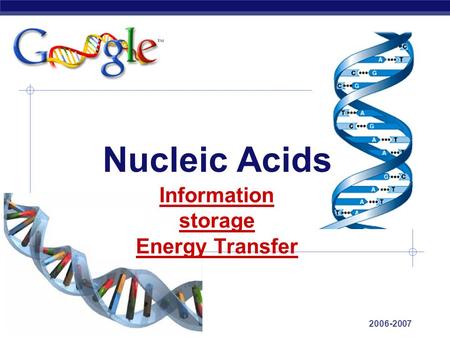 AP Biology 2006-2007 Nucleic Acids Information storage Energy Transfer.