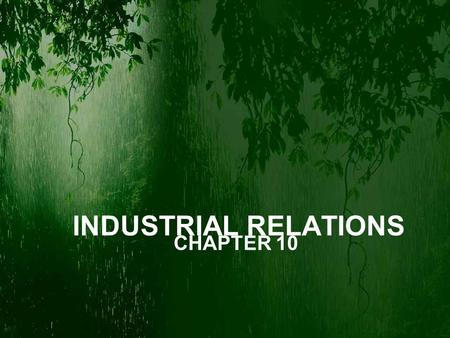 INDUSTRIAL RELATIONS CHAPTER 10.