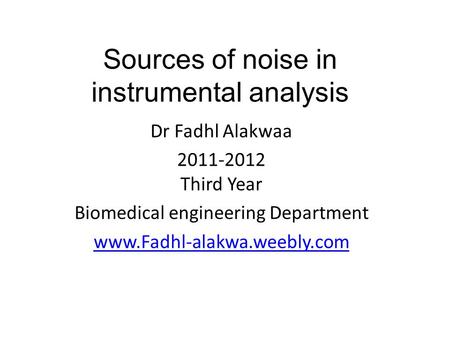 Sources of noise in instrumental analysis