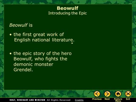 Beowulf Introducing the Epic