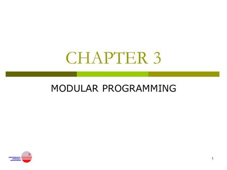 1 CHAPTER 3 MODULAR PROGRAMMING. 2 Introduction  A library in C is a collection of general purpose and related functions.  2 types of libraries: Standard.